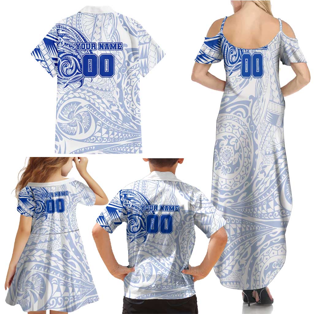 Personalized North Melbourne Kangaroos Polynesian Family Matching Summer Maxi Dress and Hawaiian Shirt Tribal Chest and Sleeve Tattoo Heritage Warrior
