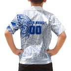 Personalized North Melbourne Kangaroos Polynesian Family Matching Tank Maxi Dress and Hawaiian Shirt Tribal Chest and Sleeve Tattoo Heritage Warrior