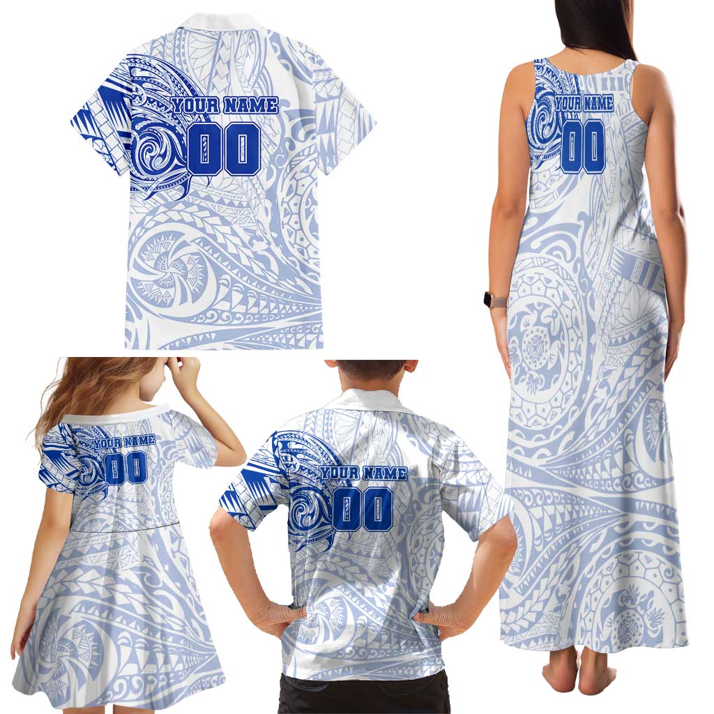 Personalized North Melbourne Kangaroos Polynesian Family Matching Tank Maxi Dress and Hawaiian Shirt Tribal Chest and Sleeve Tattoo Heritage Warrior