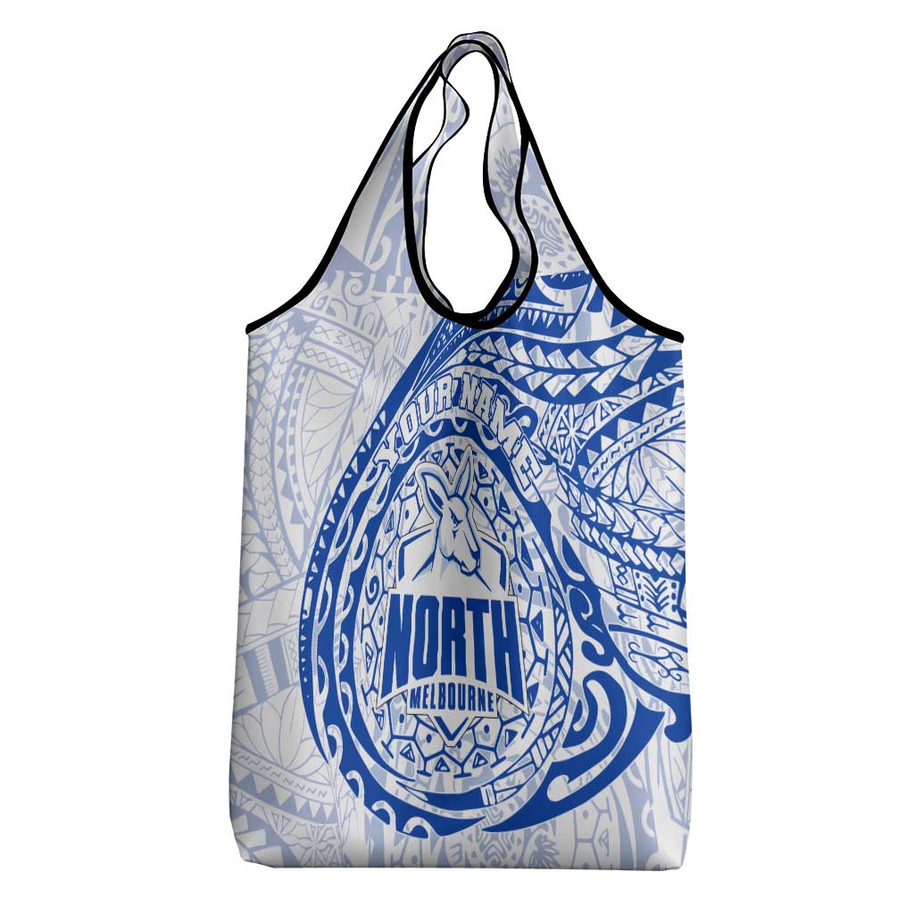 Personalized North Melbourne Kangaroos Polynesian Grocery Bag Tribal Chest and Sleeve Tattoo Heritage Warrior