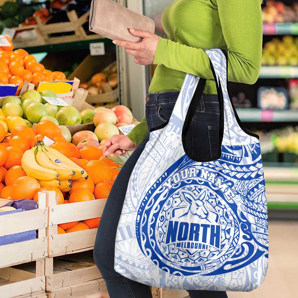 Personalized North Melbourne Kangaroos Polynesian Grocery Bag Tribal Chest and Sleeve Tattoo Heritage Warrior