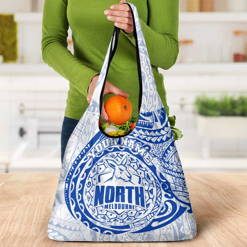 Personalized North Melbourne Kangaroos Polynesian Grocery Bag Tribal Chest and Sleeve Tattoo Heritage Warrior