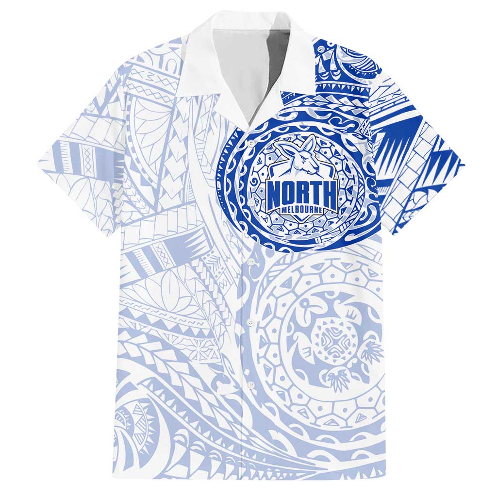 Personalized North Melbourne Kangaroos Polynesian Hawaiian Shirt Tribal Chest and Sleeve Tattoo Heritage Warrior