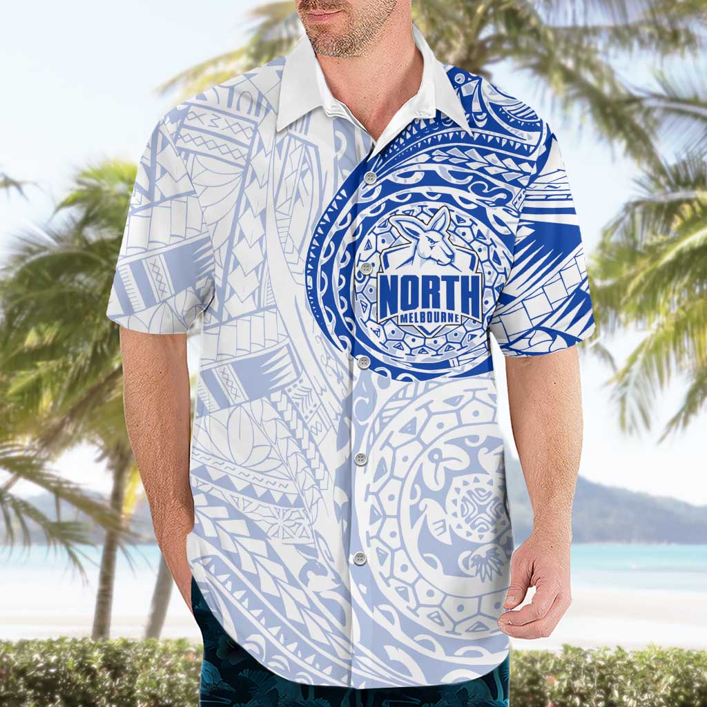 Personalized North Melbourne Kangaroos Polynesian Hawaiian Shirt Tribal Chest and Sleeve Tattoo Heritage Warrior