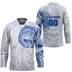Personalized North Melbourne Kangaroos Polynesian Hockey Jersey Tribal Chest and Sleeve Tattoo Heritage Warrior