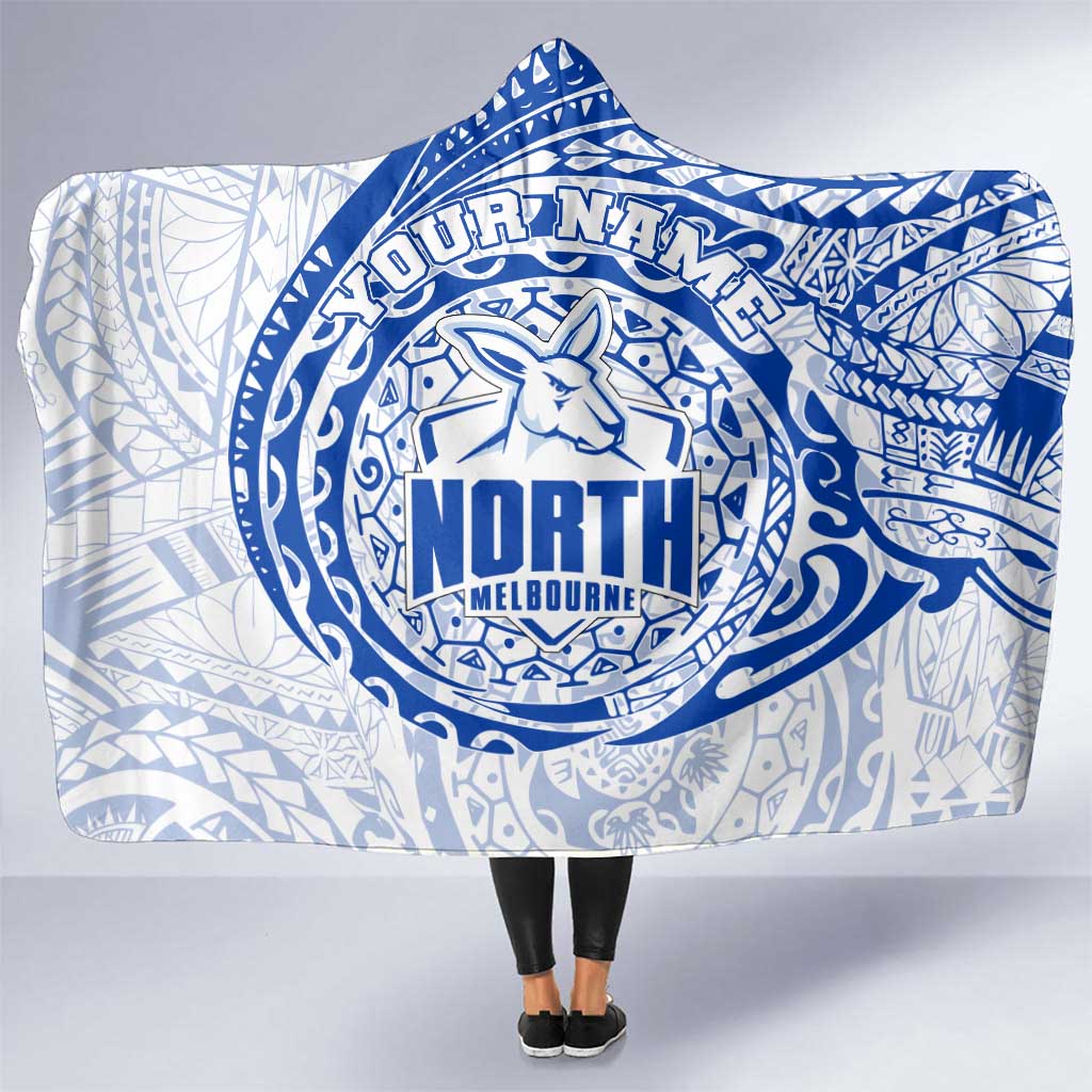 Personalized North Melbourne Kangaroos Polynesian Hooded Blanket Tribal Chest and Sleeve Tattoo Heritage Warrior