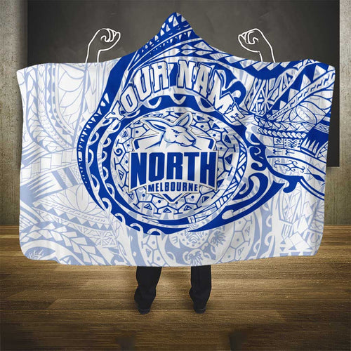 Personalized North Melbourne Kangaroos Polynesian Hooded Blanket Tribal Chest and Sleeve Tattoo Heritage Warrior