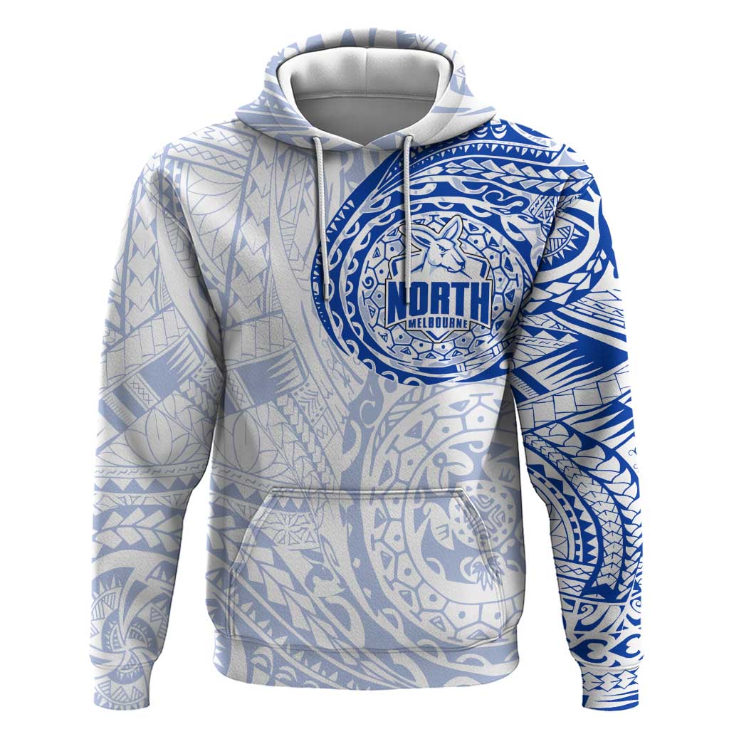 Personalized North Melbourne Kangaroos Polynesian Hoodie Tribal Chest and Sleeve Tattoo Heritage Warrior