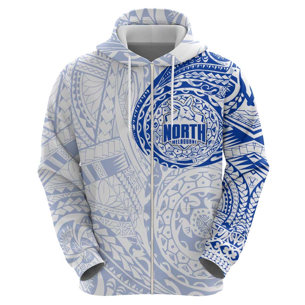 Personalized North Melbourne Kangaroos Polynesian Hoodie Tribal Chest and Sleeve Tattoo Heritage Warrior