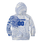Personalized North Melbourne Kangaroos Polynesian Kid Hoodie Tribal Chest and Sleeve Tattoo Heritage Warrior