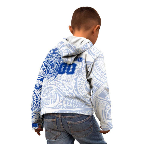 Personalized North Melbourne Kangaroos Polynesian Kid Hoodie Tribal Chest and Sleeve Tattoo Heritage Warrior