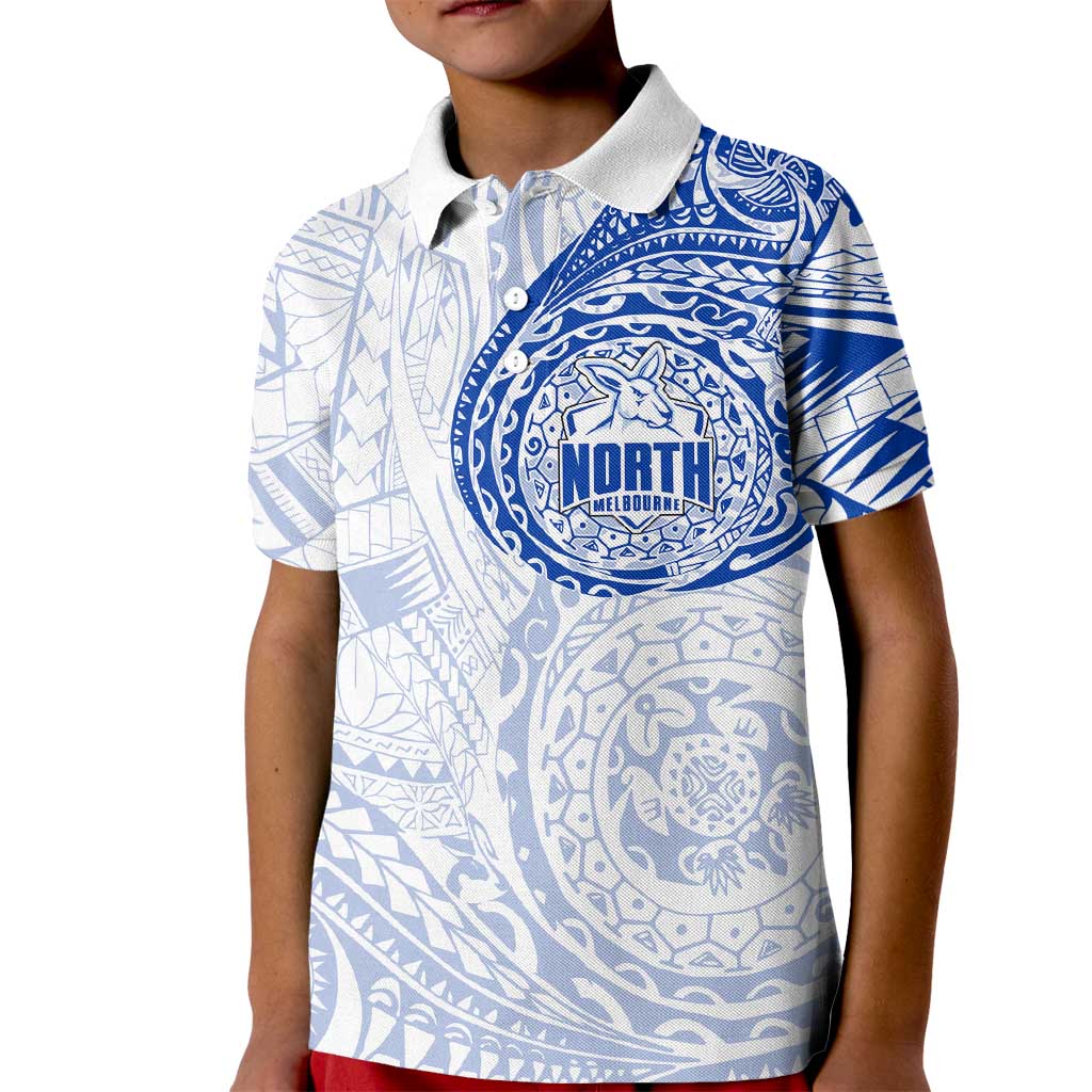 Personalized North Melbourne Kangaroos Polynesian Kid Polo Shirt Tribal Chest and Sleeve Tattoo Heritage Warrior