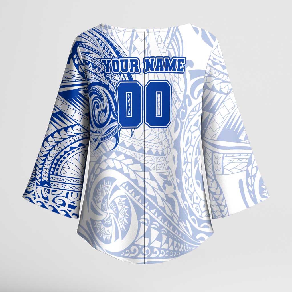 Personalized North Melbourne Kangaroos Polynesian Kimono Sleeve Blouse Tribal Chest and Sleeve Tattoo Heritage Warrior