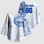 Personalized North Melbourne Kangaroos Polynesian Kimono Sleeve Blouse Tribal Chest and Sleeve Tattoo Heritage Warrior