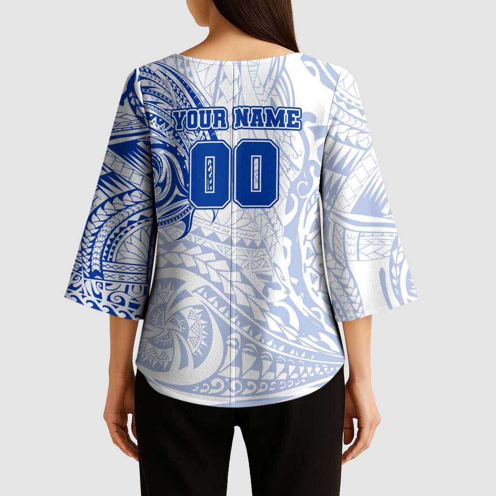 Personalized North Melbourne Kangaroos Polynesian Kimono Sleeve Blouse Tribal Chest and Sleeve Tattoo Heritage Warrior