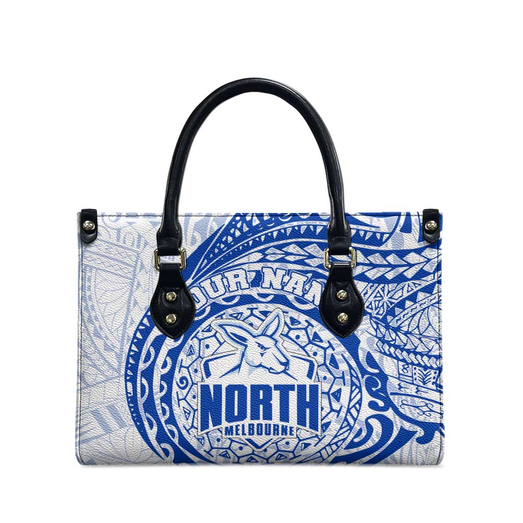 Personalized North Melbourne Kangaroos Polynesian Leather Bag Tribal Chest and Sleeve Tattoo Heritage Warrior