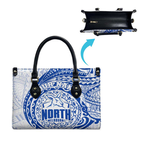 Personalized North Melbourne Kangaroos Polynesian Leather Bag Tribal Chest and Sleeve Tattoo Heritage Warrior
