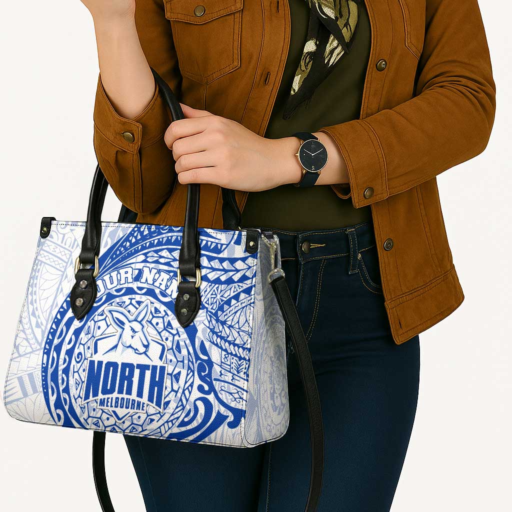 Personalized North Melbourne Kangaroos Polynesian Leather Bag Tribal Chest and Sleeve Tattoo Heritage Warrior