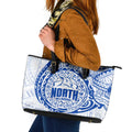 Personalized North Melbourne Kangaroos Polynesian Leather Tote Bag Tribal Chest and Sleeve Tattoo Heritage Warrior
