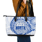 Personalized North Melbourne Kangaroos Polynesian Leather Tote Bag Tribal Chest and Sleeve Tattoo Heritage Warrior