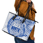 Personalized North Melbourne Kangaroos Polynesian Leather Tote Bag Tribal Chest and Sleeve Tattoo Heritage Warrior