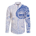 Personalized North Melbourne Kangaroos Polynesian Long Sleeve Button Shirt Tribal Chest and Sleeve Tattoo Heritage Warrior