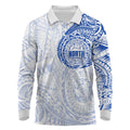Personalized North Melbourne Kangaroos Polynesian Long Sleeve Polo Shirt Tribal Chest and Sleeve Tattoo Heritage Warrior
