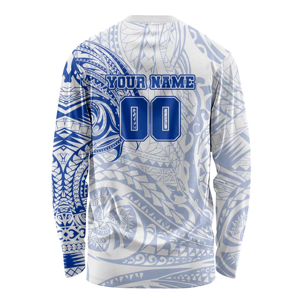 Personalized North Melbourne Kangaroos Polynesian Long Sleeve Shirt Tribal Chest and Sleeve Tattoo Heritage Warrior