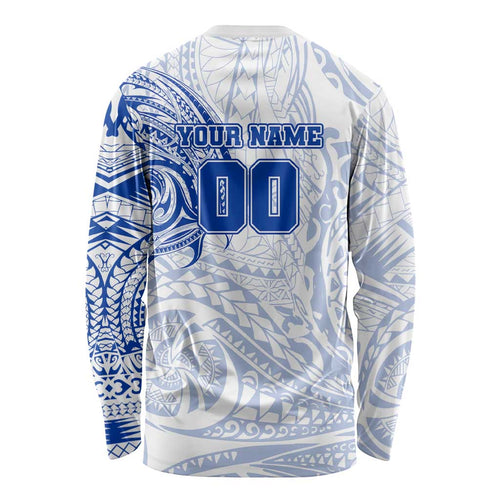 Personalized North Melbourne Kangaroos Polynesian Long Sleeve Shirt Tribal Chest and Sleeve Tattoo Heritage Warrior