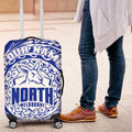 Personalized North Melbourne Kangaroos Polynesian Luggage Cover Tribal Chest and Sleeve Tattoo Heritage Warrior