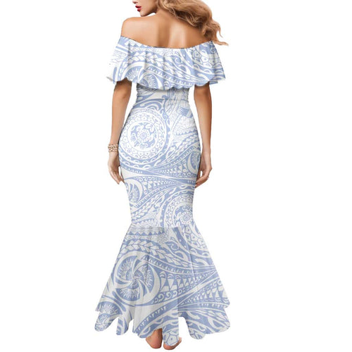 Personalized North Melbourne Kangaroos Polynesian Mermaid Dress Tribal Chest and Sleeve Tattoo Heritage Warrior