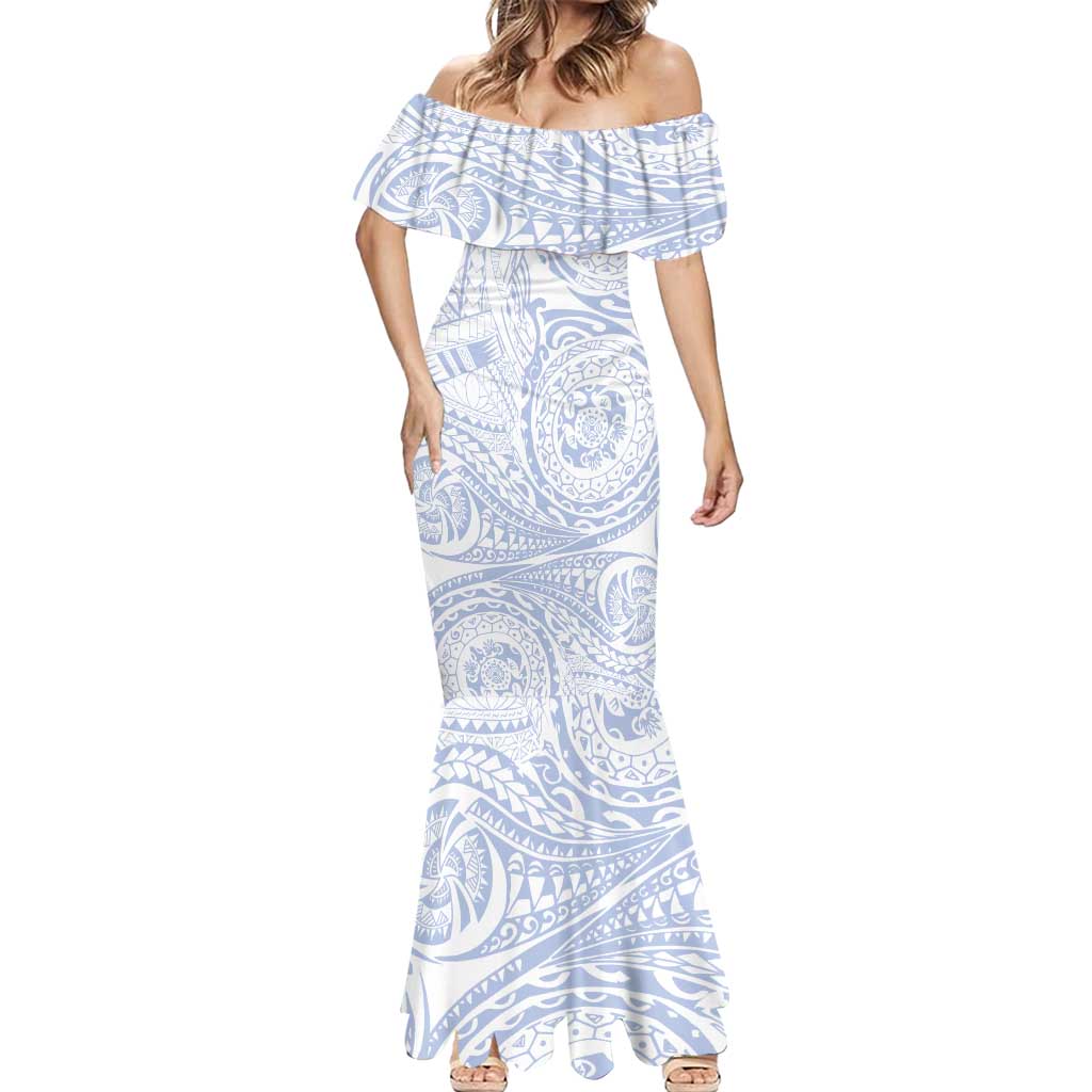 Personalized North Melbourne Kangaroos Polynesian Mermaid Dress Tribal Chest and Sleeve Tattoo Heritage Warrior