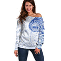Personalized North Melbourne Kangaroos Polynesian Off Shoulder Sweater Tribal Chest and Sleeve Tattoo Heritage Warrior