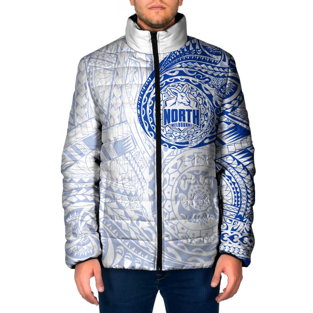 Personalized North Melbourne Kangaroos Polynesian Padded Jacket Tribal Chest and Sleeve Tattoo Heritage Warrior