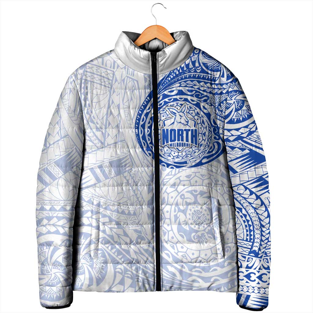 Personalized North Melbourne Kangaroos Polynesian Padded Jacket Tribal Chest and Sleeve Tattoo Heritage Warrior