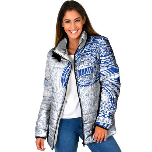 Personalized North Melbourne Kangaroos Polynesian Padded Jacket Tribal Chest and Sleeve Tattoo Heritage Warrior