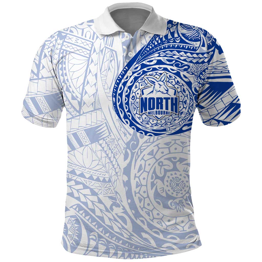 Personalized North Melbourne Kangaroos Polynesian Polo Shirt Tribal Chest and Sleeve Tattoo Heritage Warrior