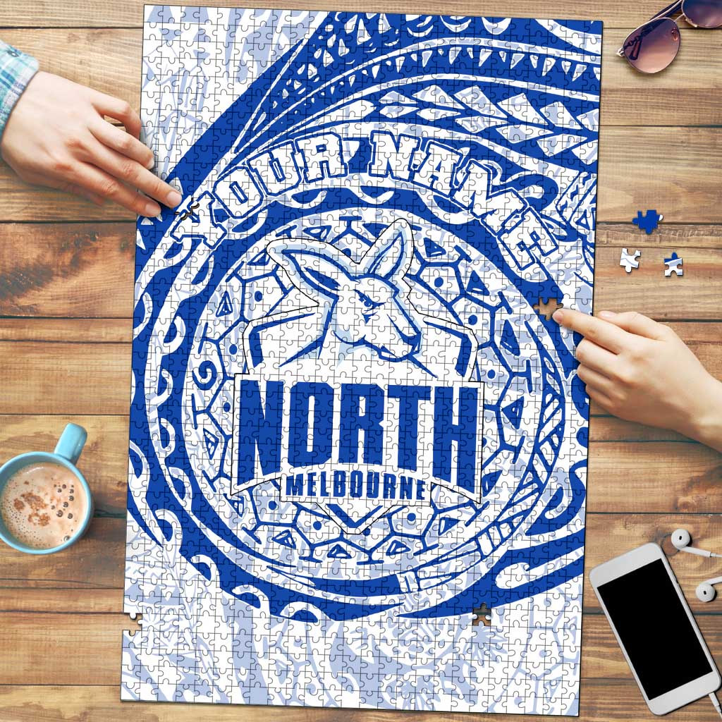 Personalized North Melbourne Kangaroos Polynesian Puzzle Tribal Chest and Sleeve Tattoo Heritage Warrior