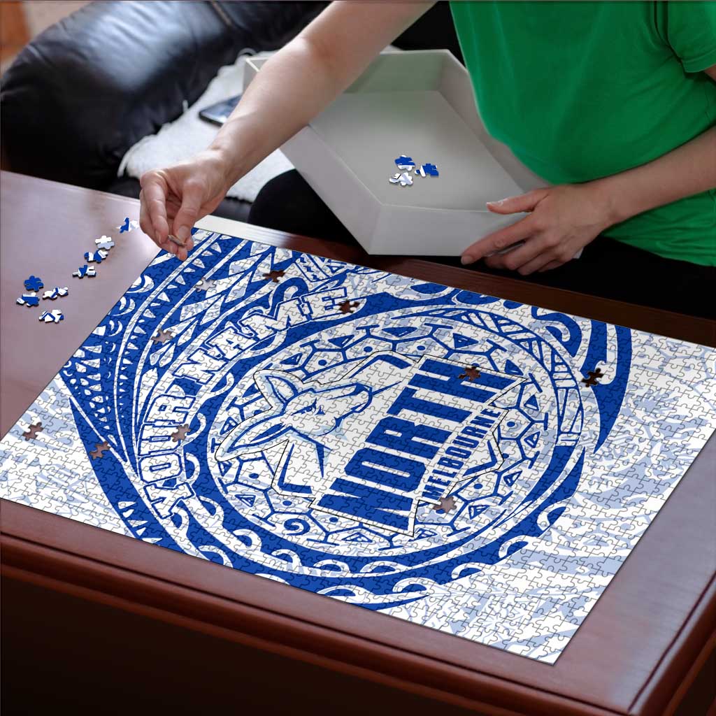 Personalized North Melbourne Kangaroos Polynesian Puzzle Tribal Chest and Sleeve Tattoo Heritage Warrior