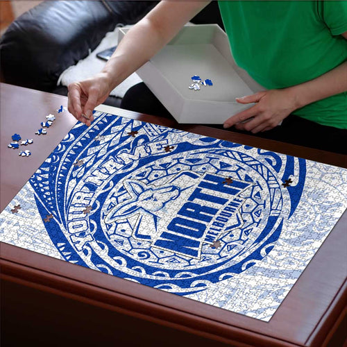 Personalized North Melbourne Kangaroos Polynesian Puzzle Tribal Chest and Sleeve Tattoo Heritage Warrior