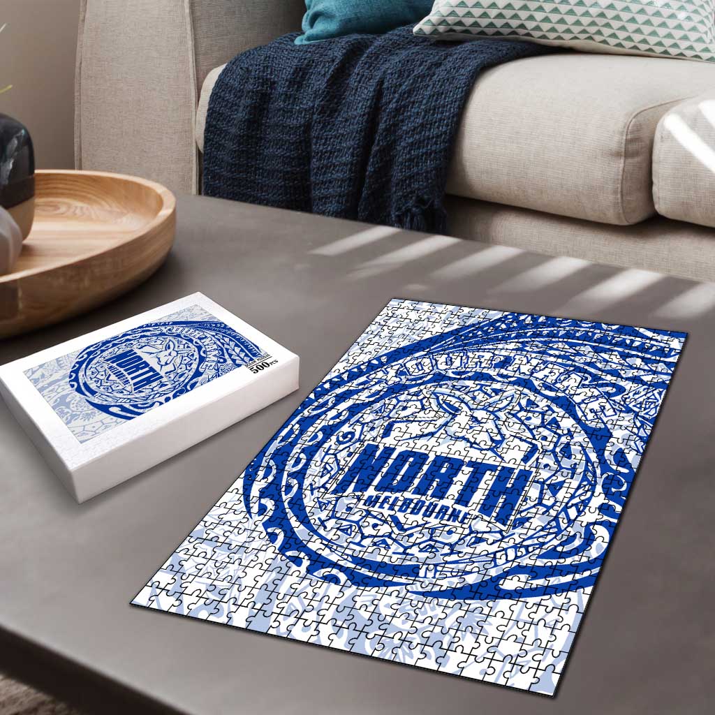 Personalized North Melbourne Kangaroos Polynesian Puzzle Tribal Chest and Sleeve Tattoo Heritage Warrior