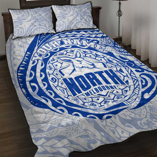 Personalized North Melbourne Kangaroos Polynesian Quilt Bed Set Tribal Chest and Sleeve Tattoo Heritage Warrior