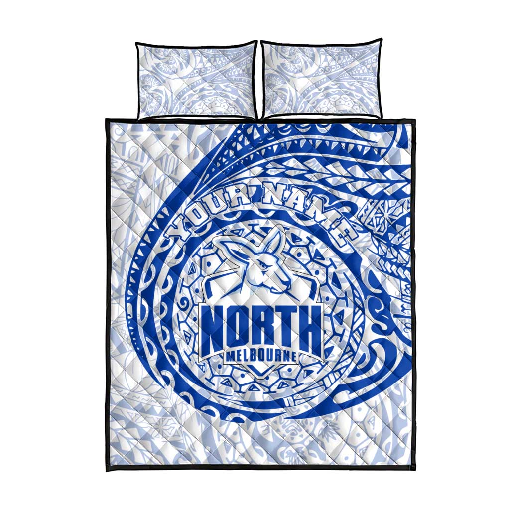 Personalized North Melbourne Kangaroos Polynesian Quilt Bed Set Tribal Chest and Sleeve Tattoo Heritage Warrior