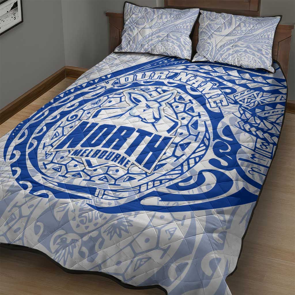 Personalized North Melbourne Kangaroos Polynesian Quilt Bed Set Tribal Chest and Sleeve Tattoo Heritage Warrior