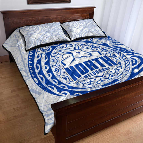 Personalized North Melbourne Kangaroos Polynesian Quilt Bed Set Tribal Chest and Sleeve Tattoo Heritage Warrior