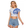 Personalized North Melbourne Kangaroos Polynesian Raglan Cropped T Shirt Tribal Chest and Sleeve Tattoo Heritage Warrior