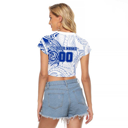 Personalized North Melbourne Kangaroos Polynesian Raglan Cropped T Shirt Tribal Chest and Sleeve Tattoo Heritage Warrior