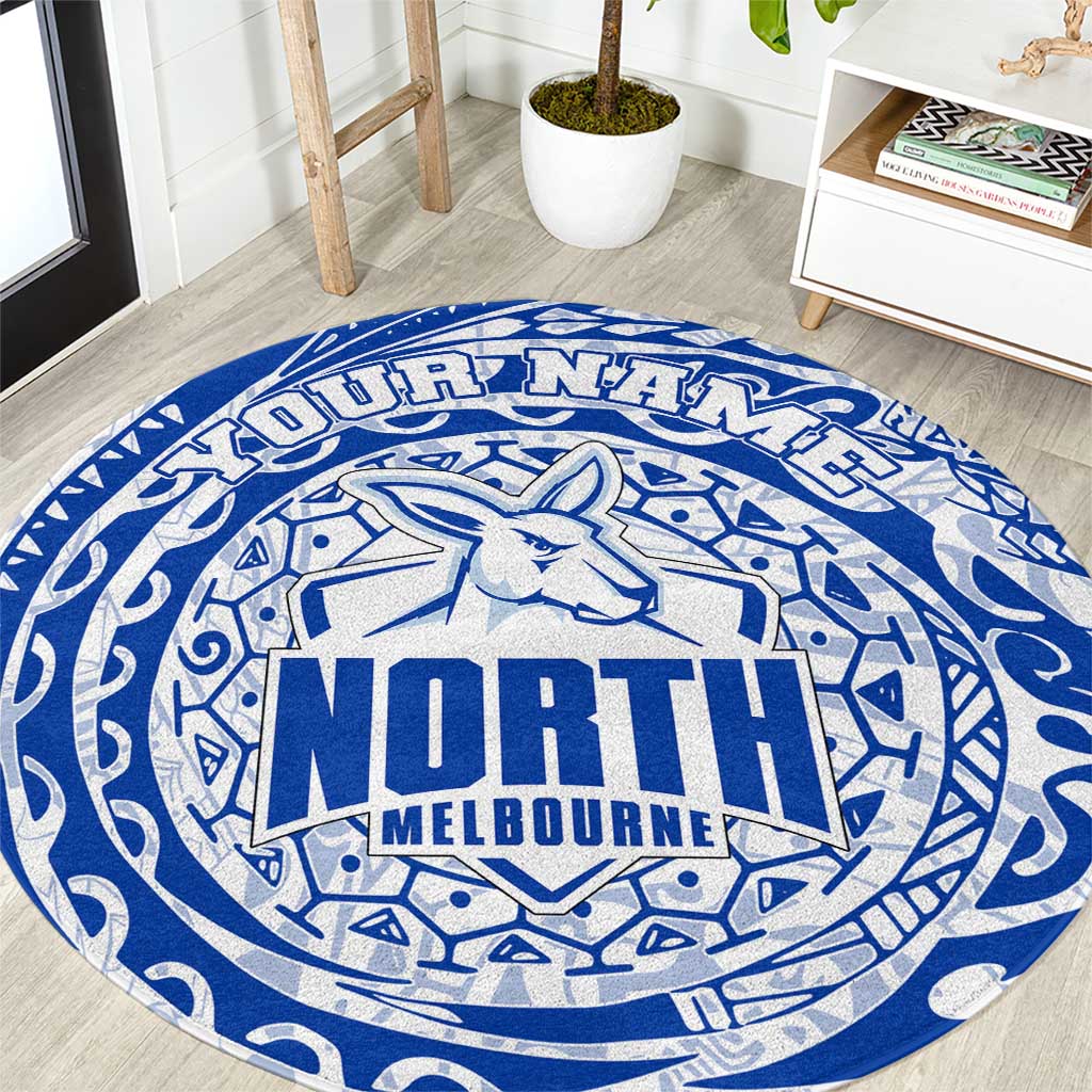 Personalized North Melbourne Kangaroos Polynesian Round Carpet Tribal Chest and Sleeve Tattoo Heritage Warrior