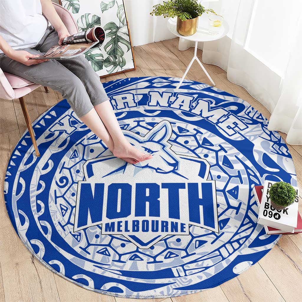 Personalized North Melbourne Kangaroos Polynesian Round Carpet Tribal Chest and Sleeve Tattoo Heritage Warrior