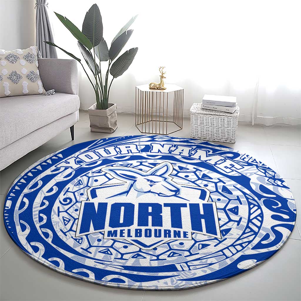 Personalized North Melbourne Kangaroos Polynesian Round Carpet Tribal Chest and Sleeve Tattoo Heritage Warrior